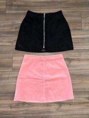 Forever 21 Black Zip-Front Mini & Pink Corduroy Mini Skirt Set